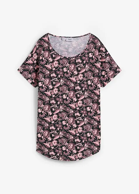 Maglia in filato fiammato di cotone biologico con fondo arrotondato, bonprix