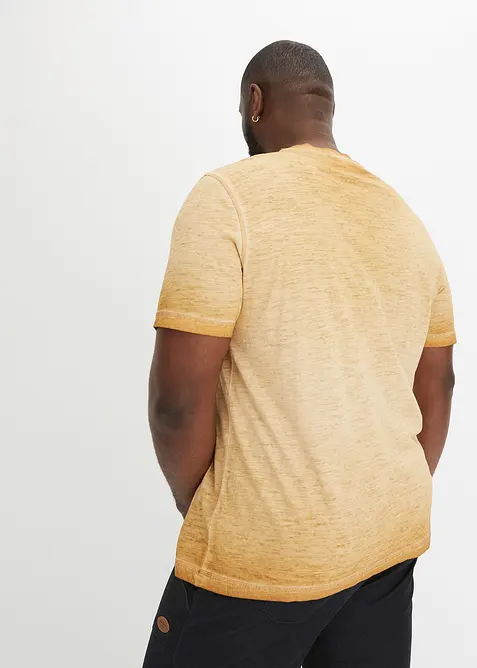 Maglia serafino a maniche corte  in puro cotone biologico effetto lavato, bonprix