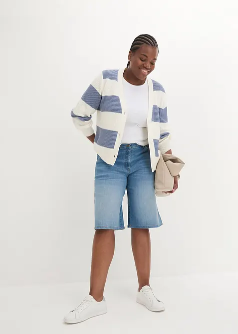 Bermuda in jeans con cinta comoda, vita alta, bonprix