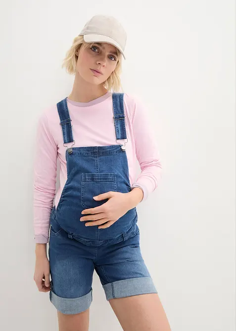 Salopette corta prémaman di jeans 2 in 1, bonprix