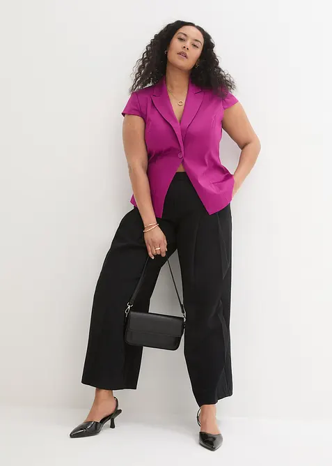 Blazer a maniche corte in satin di cotone, bonprix