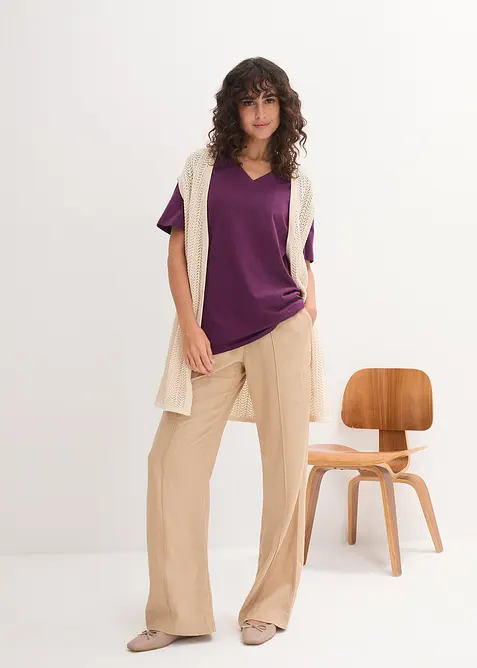 Maglia lunga e larga con scollo a V e maniche corte (pacco da 5), bonprix