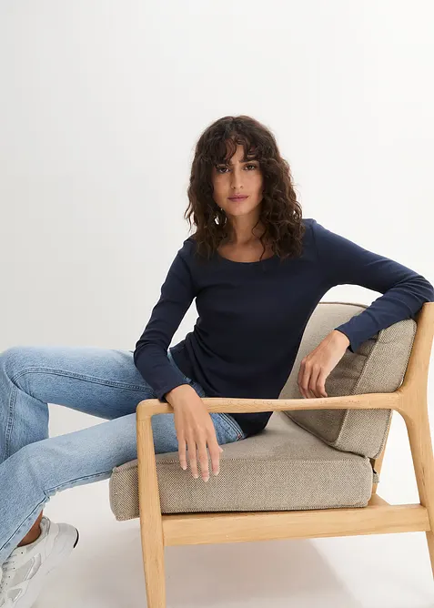Maglia a maniche lunghe in puro cotone biologico, bonprix