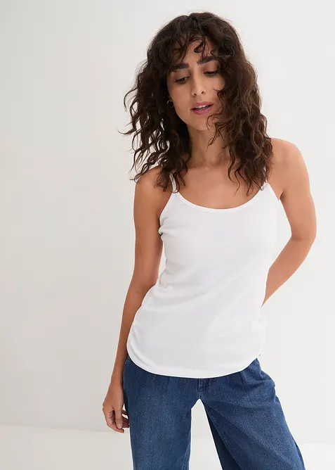 Top con spalline sottili in puro cotone (pacco da 3), bonprix