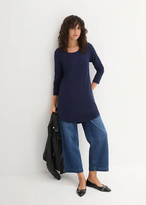 Maglia lunga a maniche  lunghe con viscosa, bonprix