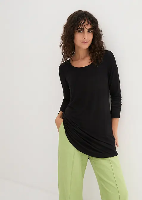 Maglia lunga a maniche  lunghe con viscosa, bonprix