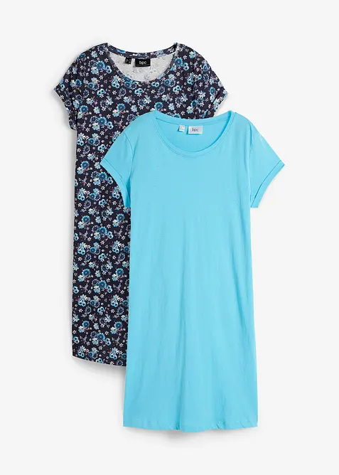 Abito in maglina con spacchi laterali in puro cotone (pacco da 2), bonprix