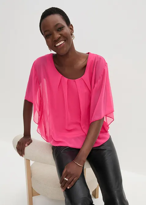 Blusa in chiffon con canotta, bonprix