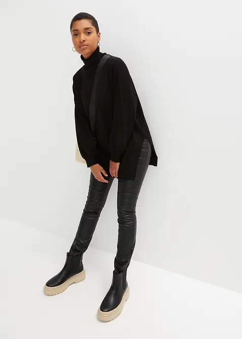 Maglione lungo a collo alto in misto viscosa, bonprix