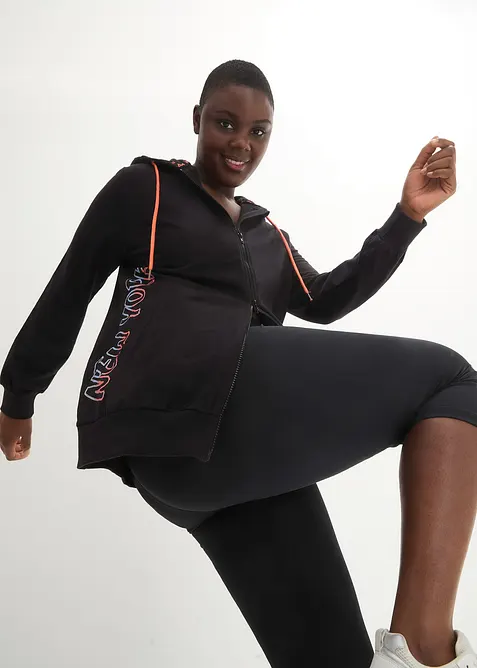 Felpa con zip e cappuccio, bonprix