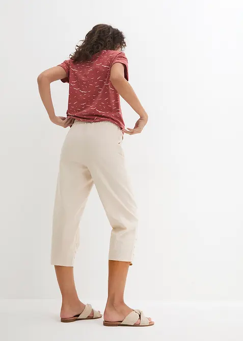 Pantaloni in misto lino e cotone, carrot fit, bonprix
