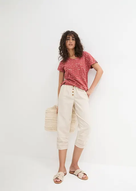 Pantaloni in misto lino e cotone, carrot fit, bonprix