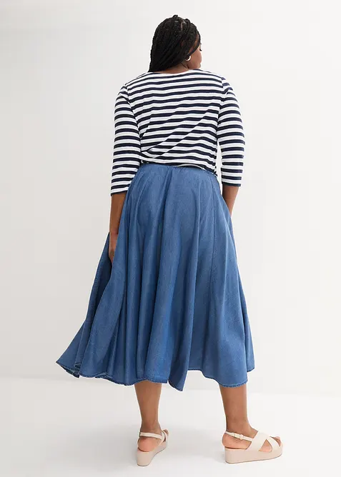 Gonna di jeans con elastico in vita, high waist, bonprix