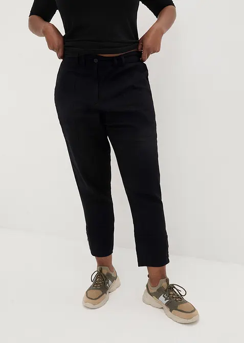 Pantaloni in misto lino con tasche e bottoni al fondo, bonprix