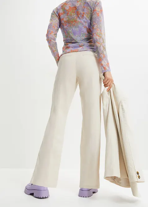 Pantaloni in misto lino e viscosa,  vita alta, bonprix