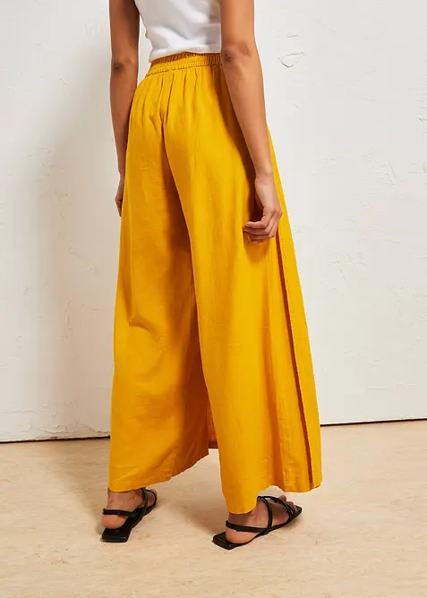 Pantaloni a palazzo in misto lino fresco, bonprix