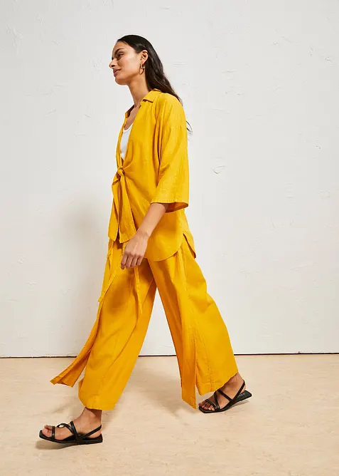 Pantaloni a palazzo in misto lino fresco, bonprix