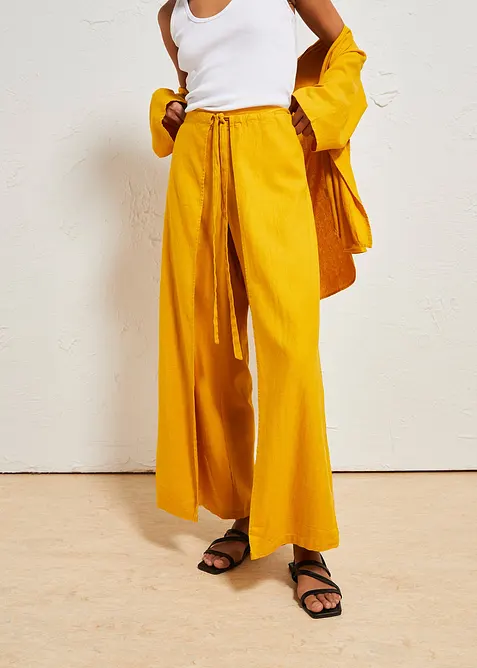 Pantaloni a palazzo in misto lino fresco, bonprix