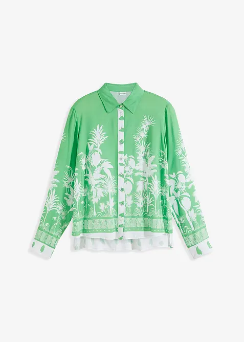 Camicetta in satin fluente con fondo asimmetrico, bonprix