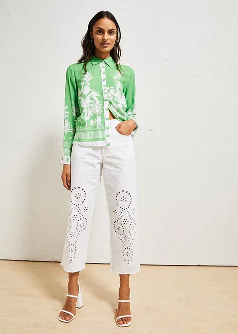 Camicetta in satin fluente con fondo asimmetrico, bonprix