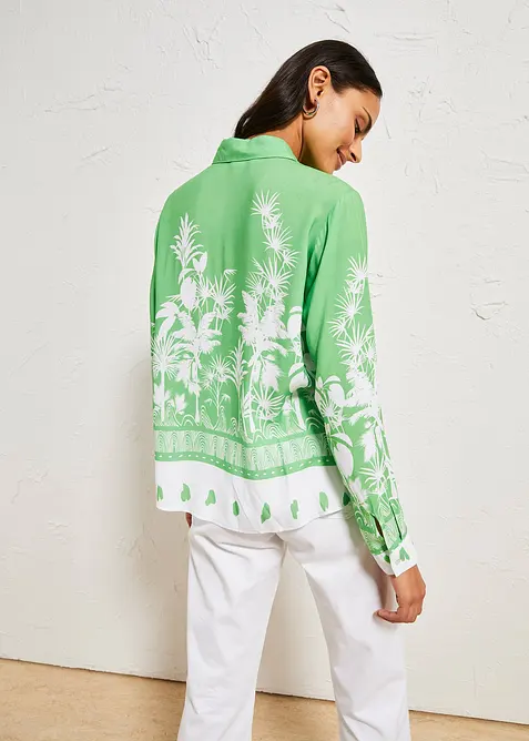 Camicetta in satin fluente con fondo asimmetrico, bonprix