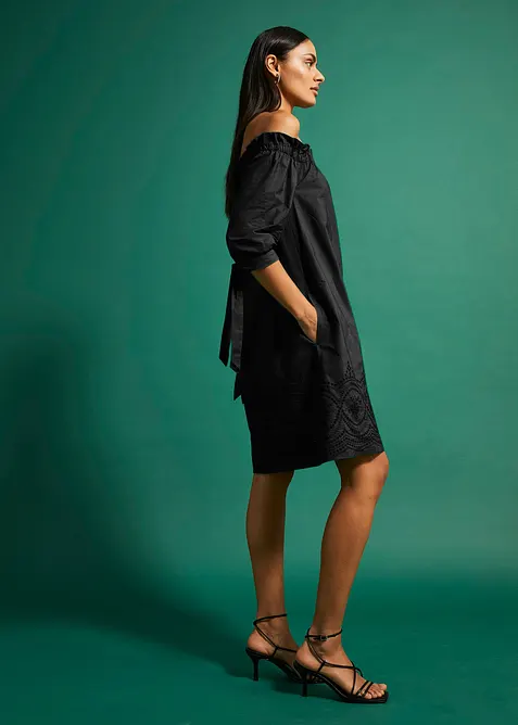 Abito a spalle scoperte in puro cotone, bonprix