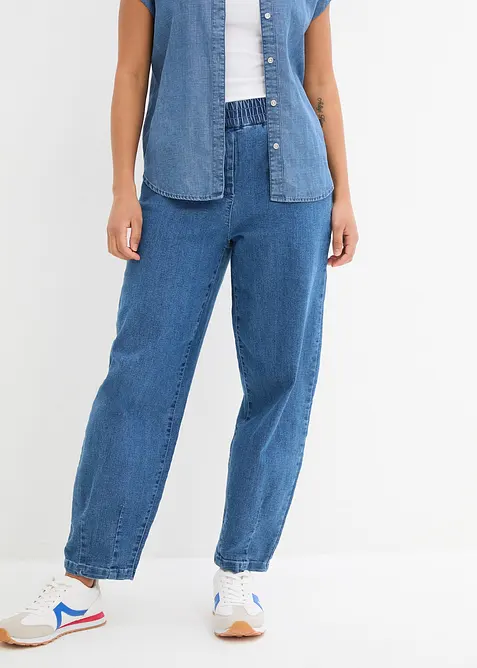 Mom jeans con cinta comoda, vita alta, bonprix