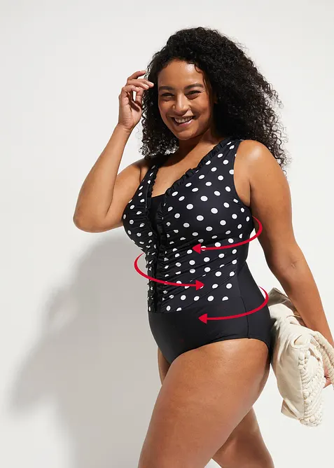 Costume intero con arricciatura ed effetto modellante medio, bonprix