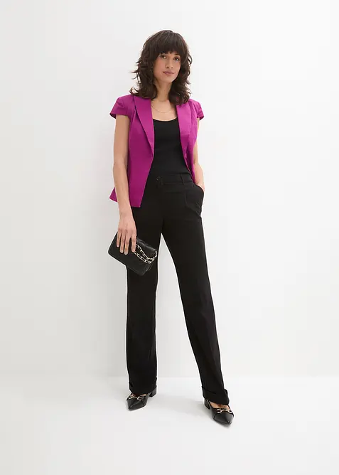 Blazer a maniche corte in satin di cotone, bonprix