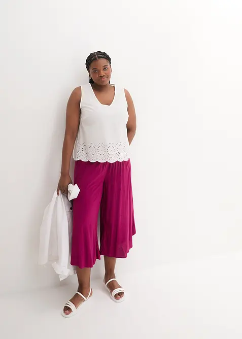 Pantaloni culotte al polpaccio in viscosa morbida, bonprix