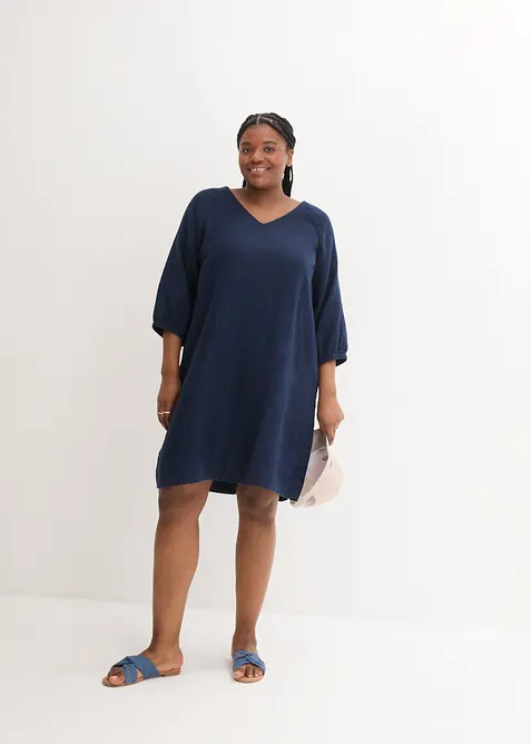 Abito in puro lino con maniche a 3/4, bonprix