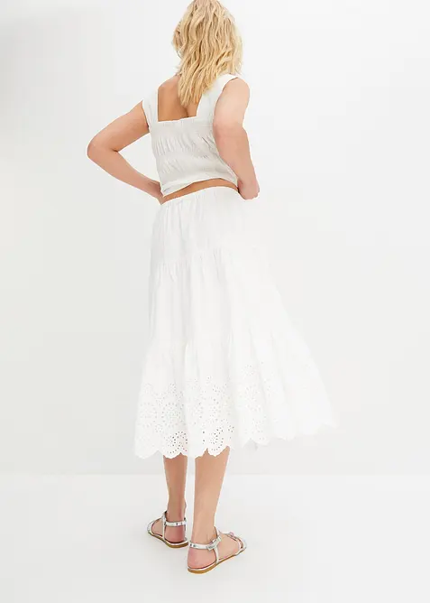 Gonna a balze con ricami traforati, bonprix