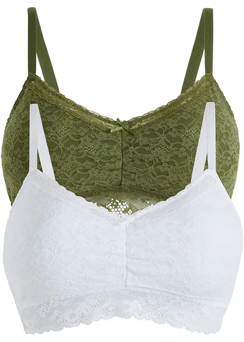 Reggiseno bustier con pizzo morbido (pacco da 2), bonprix