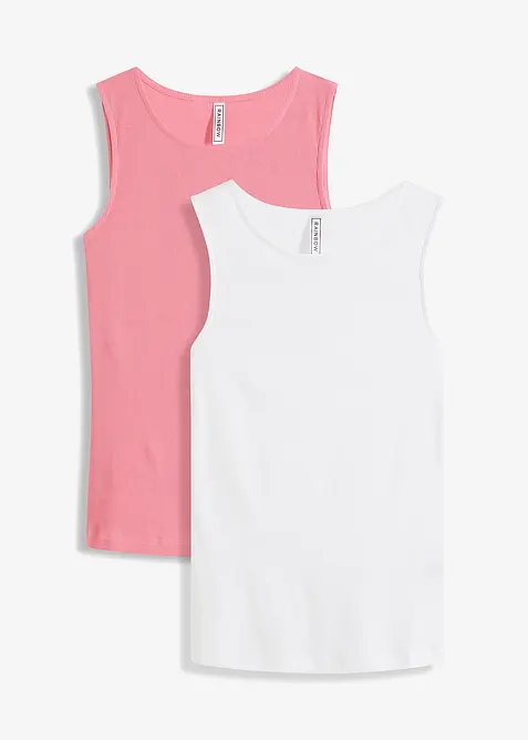 Top a costine in puro cotone biologico (pacco da 2), bonprix