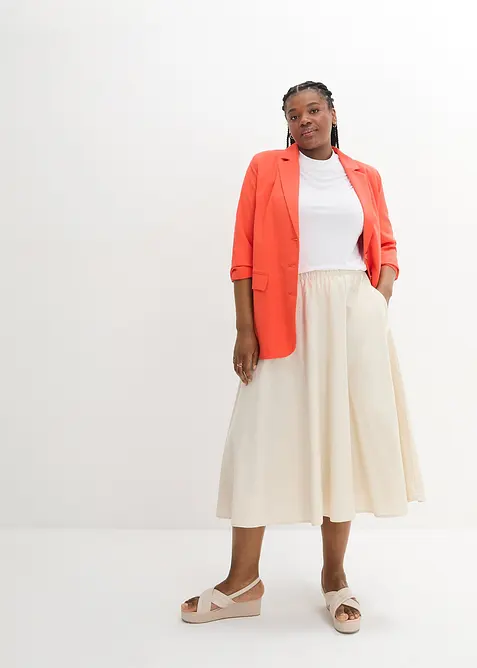 Gonna midi in misto lino, bonprix