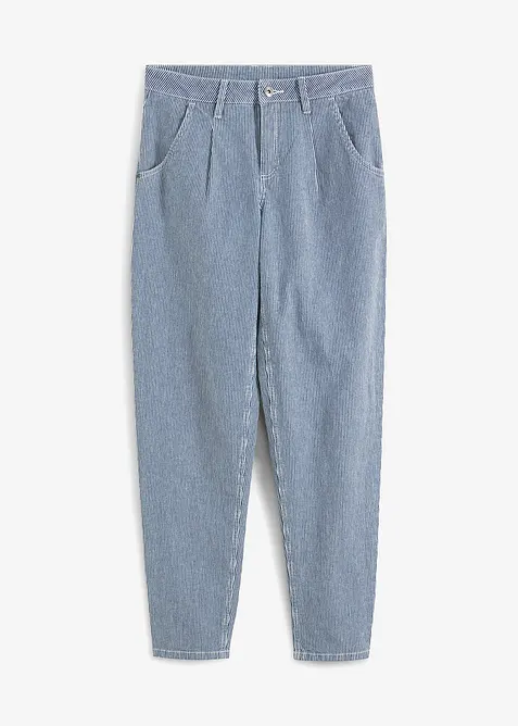 Jeans barrel shape a righe, vita media, bonprix