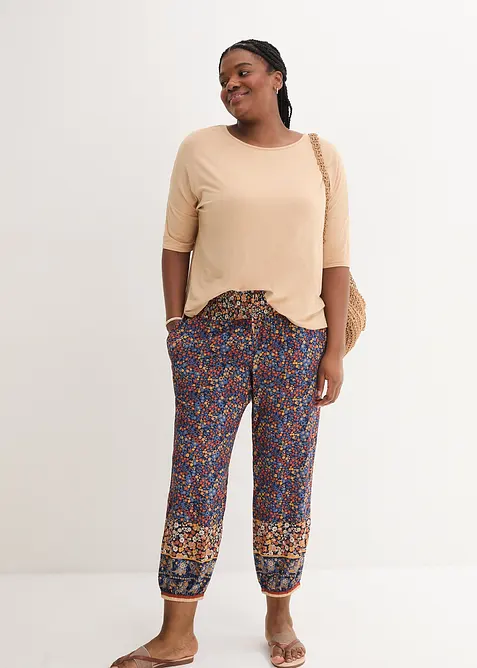 Pantaloni con elastico in vita in viscosa fluente, bonprix