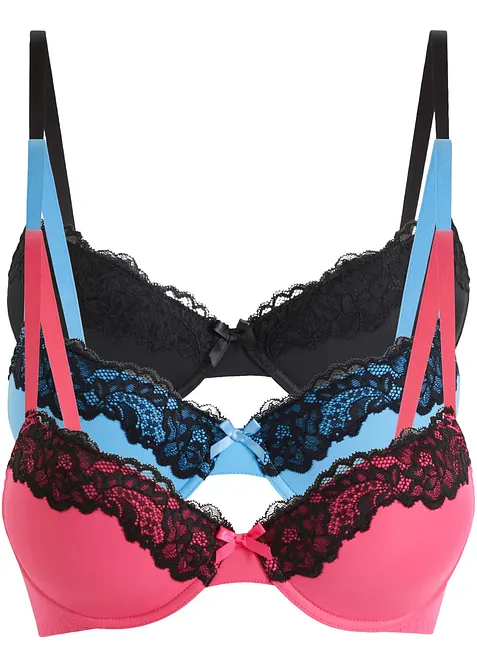 Reggiseno con coppe preformate e poliammide riciclata (pacco da 3), bonprix