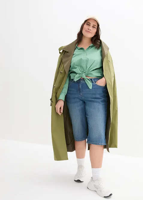 Bermuda in jeans elasticizzati con fondo arrotolato, bonprix