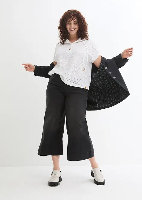 Maglia serafino con cappuccio, bonprix