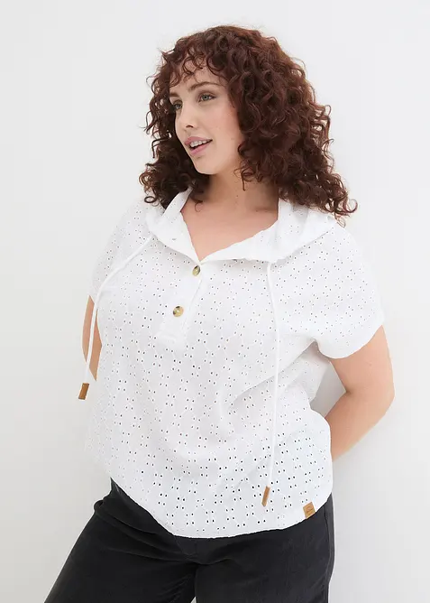 Maglia serafino con cappuccio, bonprix