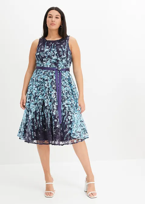 Abito in pizzo con cintura in satin da annodare, bonprix