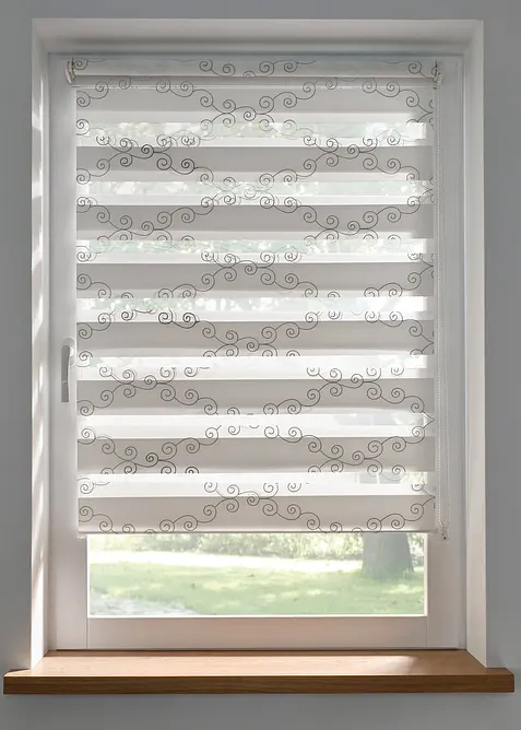 Tenda a rullo doppia ricamata con fantasia grafica, bonprix