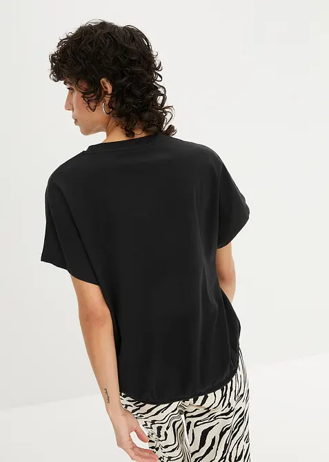 Maglia con laccetto da annodare al fondo in misto cotone e viscosa, bonprix