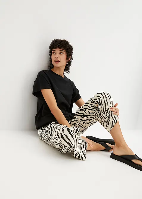 Maglia con laccetto da annodare al fondo in misto cotone e viscosa, bonprix