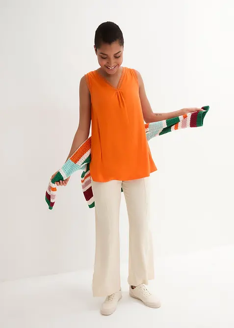 Top in viscosa con pizzo, bonprix