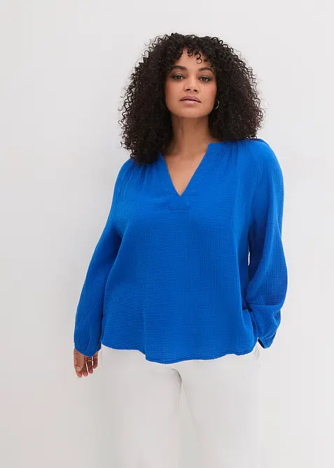 Blusa oversize in mussola di cotone, bonprix
