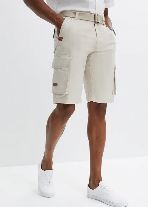 Bermuda cargo con elastico in vita e cintura, regular fit, bonprix
