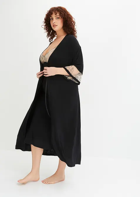 Kimono lungo in viscosa con ricami, bonprix