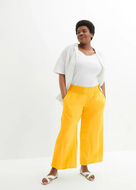 Pantaloni larghi in misto lino fresco e leggero, bonprix
